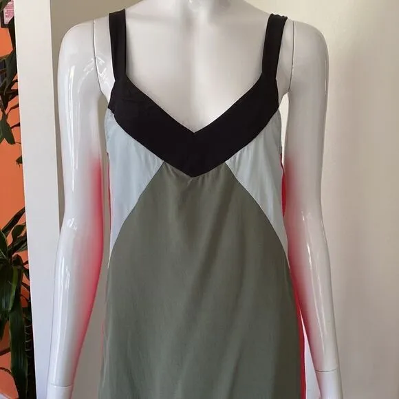 Equipment Robbi Silk Colorblock Slip Dress in Green/Multi Size XS