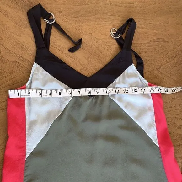 Equipment Robbi Silk Colorblock Slip Dress in Green/Multi Size XS
