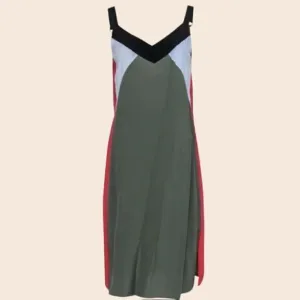 Equipment Robbi Silk Colorblock Slip Dress in Green/Multi Size XS
