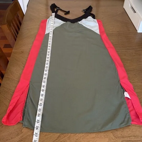 Equipment Robbi Silk Colorblock Slip Dress in Green/Multi Size XS
