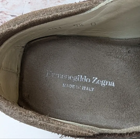 Ermenegildo Zegna Tan and Brown Leather Oxfords Mens Lace Up Sneakers