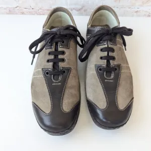 Ermenegildo Zegna Tan and Brown Leather Oxfords Mens Lace Up Sneakers