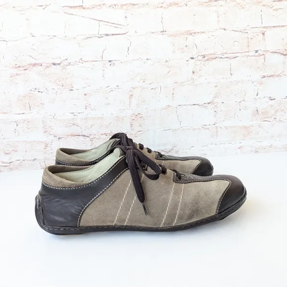 Ermenegildo Zegna Tan and Brown Leather Oxfords Mens Lace Up Sneakers