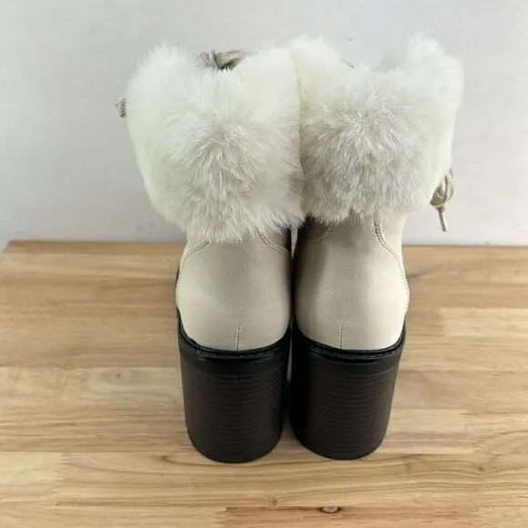 Esprit Ember Faux-Fur Lug Sole Booties- Winter White- Size 9 M- NIB