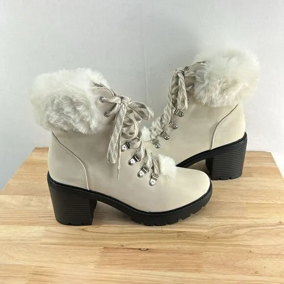 Esprit Ember Faux-Fur Lug Sole Booties- Winter White- Size 9 M- NIB