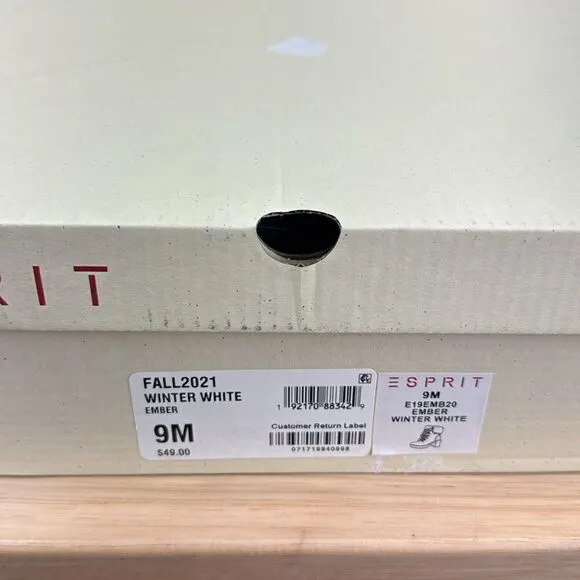 Esprit Ember Faux-Fur Lug Sole Booties- Winter White- Size 9 M- NIB