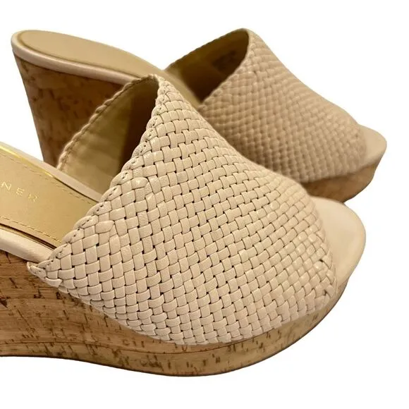 Etienne Aigner Slip-On Wedge Sandal Size 8.5 Tan Open toe