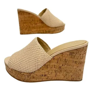 Etienne Aigner Slip-On Wedge Sandal Size 8.5 Tan Open toe