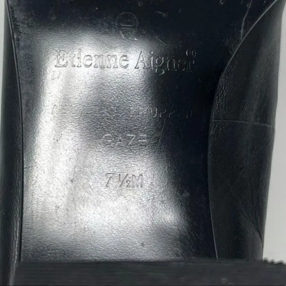 Etienne Aigner Gaze leather heels 7.5M BoxN  color block black brown square toe
