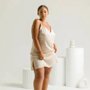 Ettitude Oat Sateen Slip Dress size Small