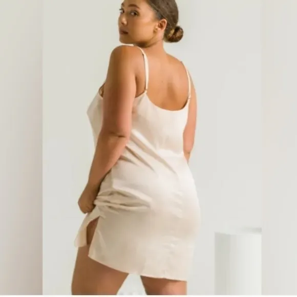 Ettitude,NIB, Sateen Slip Dress,Size XS, Oat Color