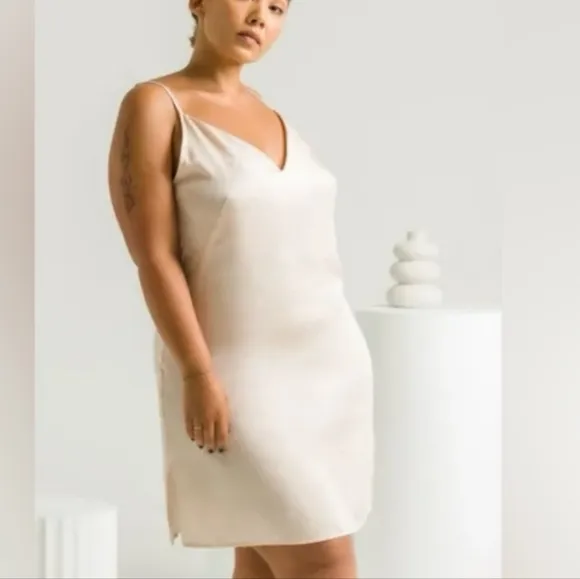 Ettitude,NIB, Sateen Slip Dress,Size XS, Oat Color