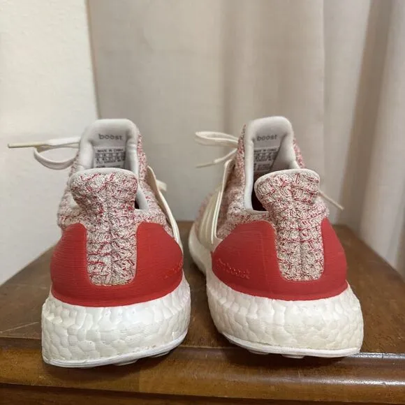 EUC adidas Ultra Boost 4.0 Chalk White Active Red Womans 6 DB3209 Shoes Running