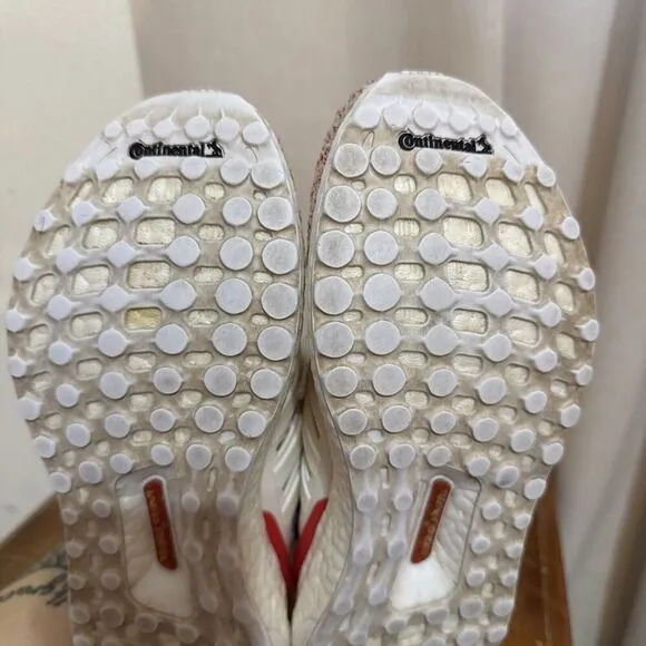 EUC adidas Ultra Boost 4.0 Chalk White Active Red Womans 6 DB3209 Shoes Running