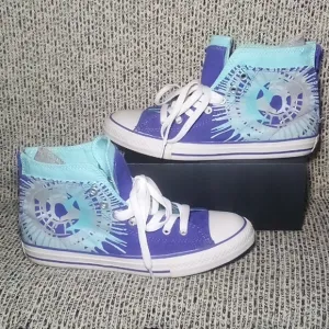 EUC Converse Chuck Taylor All Star Zip Back Spin Art Hi 647628F Rare