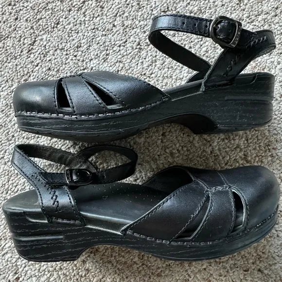 EUC Dansko Mary Jane Slingback Sandal Clogs - Women’s Shoe Size 42 Black Leather