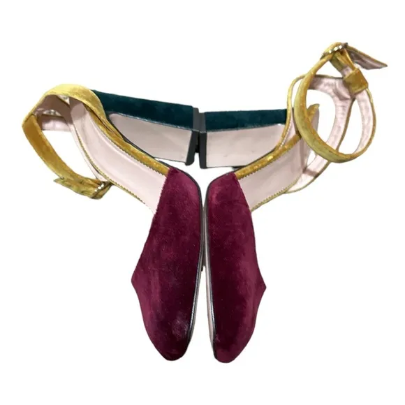 EUC - J. Crew Velvet Color-block Harlow Heels - size 9