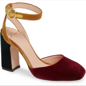 EUC - J. Crew Velvet Color-block Harlow Heels - size 9