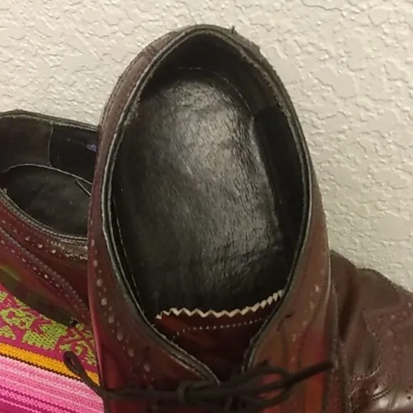 EUC FLORSHEIM Mahogany 100% Leather Oxfords Wingtip Shoes 8.5D