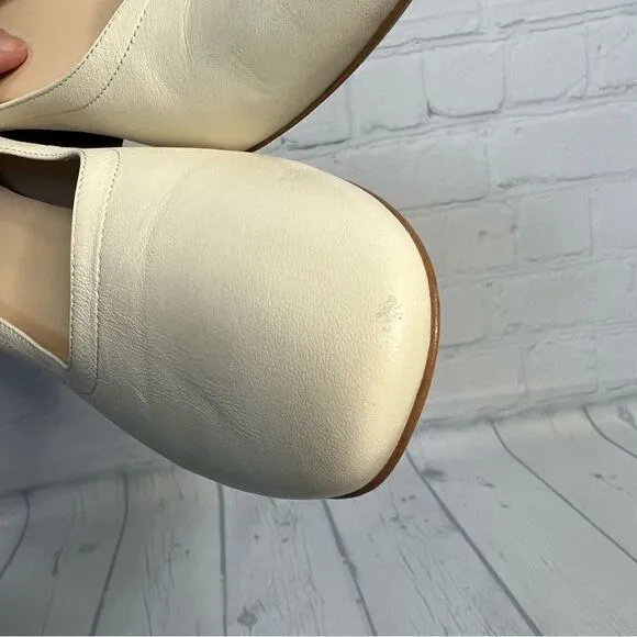 Everlane bone ivory leather chunky block heels size 7.5 NEW