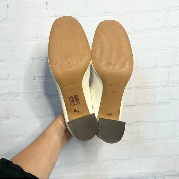 Everlane bone ivory leather chunky block heels size 7.5 NEW