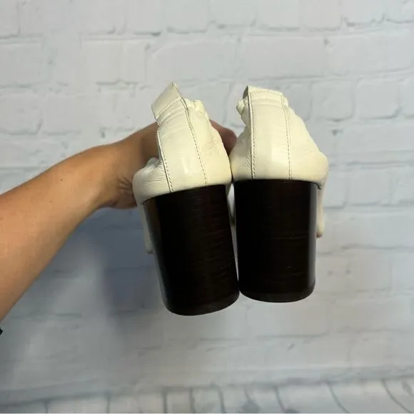 Everlane bone ivory leather chunky block heels size 7.5 NEW