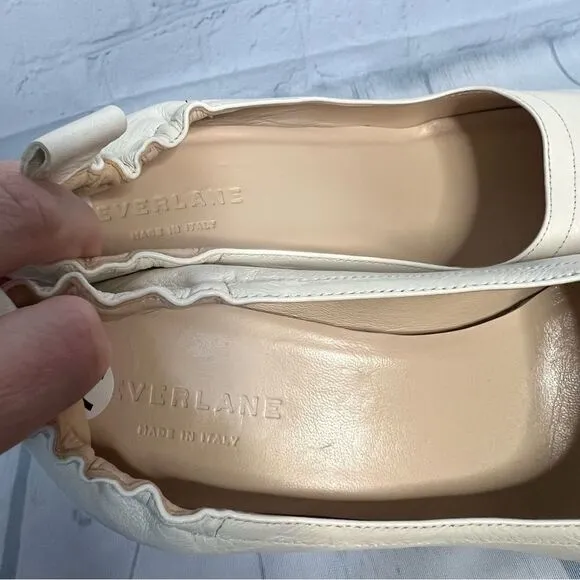 Everlane bone ivory leather chunky block heels size 7.5 NEW
