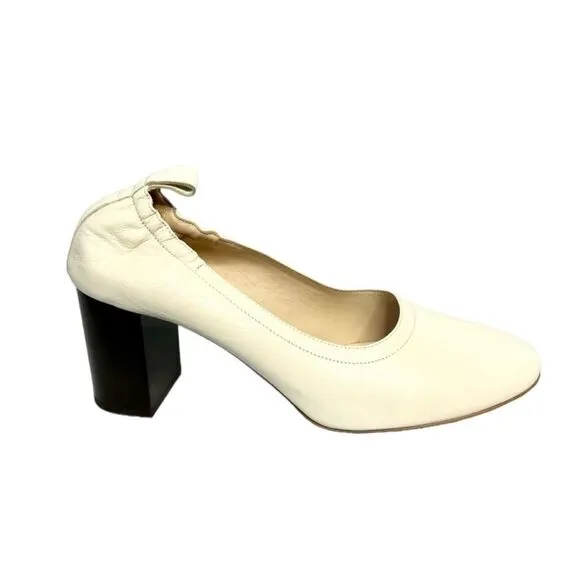 Everlane bone ivory leather chunky block heels size 7.5 NEW