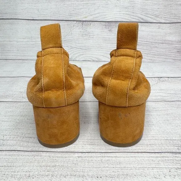 EVERLANE Camel Suede Block Heel Pumps size‎ 7 Elastic Back Ballet Made in Italy