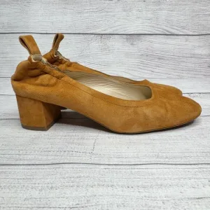 EVERLANE Camel Suede Block Heel Pumps size‎ 7 Elastic Back Ballet Made in Italy
