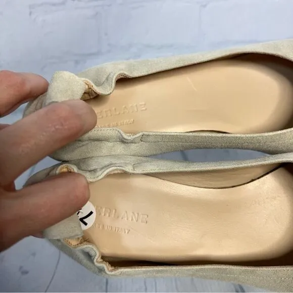 Everlane cream suede leather chunky block heels size 7.5 NEW