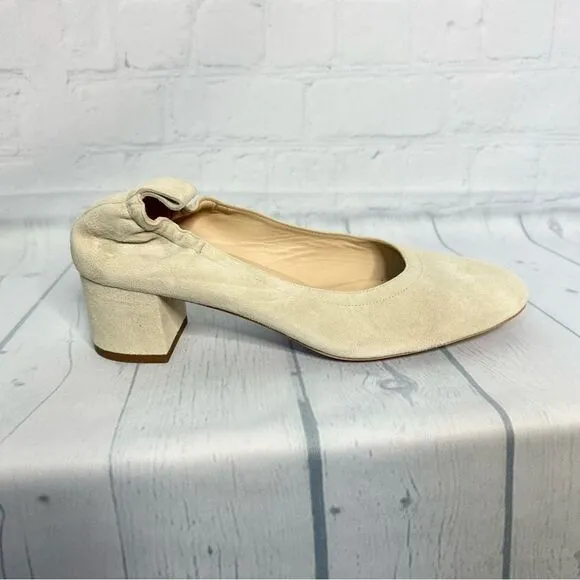 Everlane cream suede leather chunky block heels size 7.5 NEW