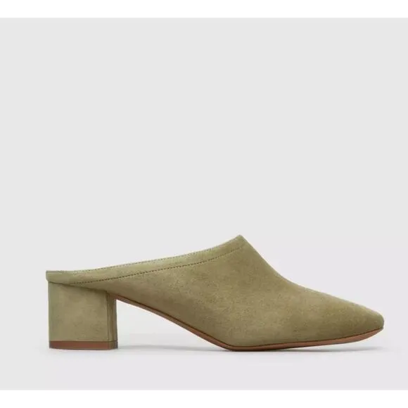 Everlane Green Suede round toe mule Heels
