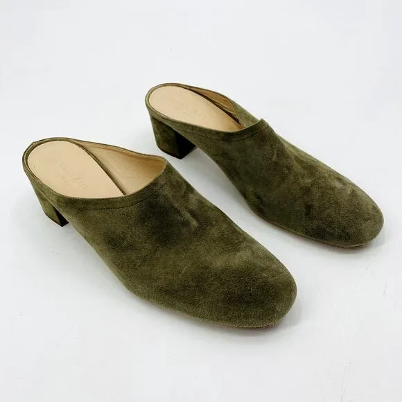 Everlane Green Suede round toe mule Heels