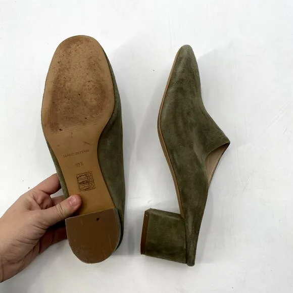Everlane Green Suede round toe mule Heels