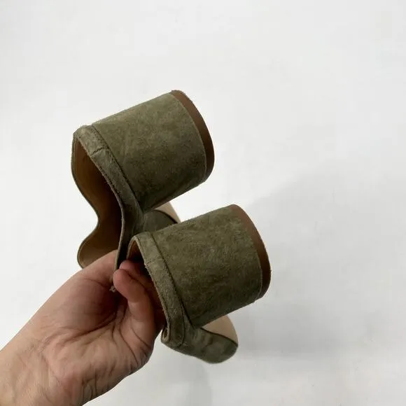 Everlane Green Suede round toe mule Heels