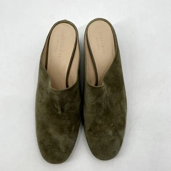 Everlane Green Suede round toe mule Heels