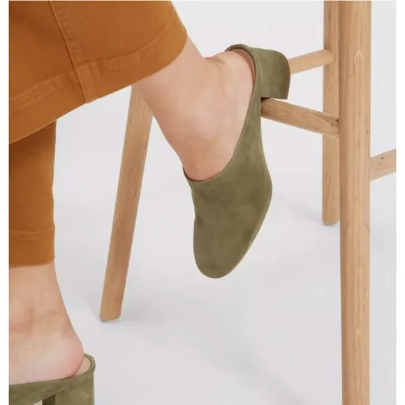 Everlane Green Suede round toe mule Heels
