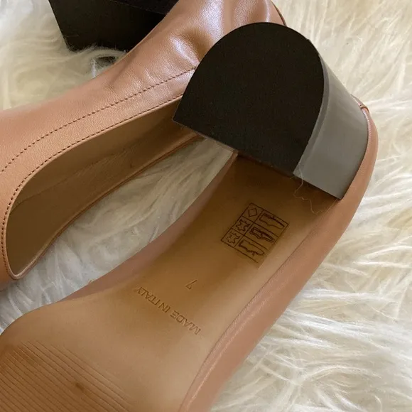 Everlane Italian leather block taupe pump heels