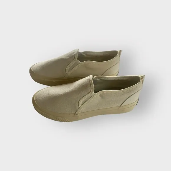 Everlane Off White Organic Cotton Canvas Slip On Sneakers Sz 7W