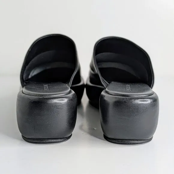 Everlane Shoes Puffa Womens 7.5 Black Leather Platform Mules Clogs Closed Toe