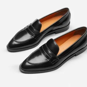 Everlane Womens The Modern Penny Loafer Black Leather Oxfords Structured Pointed