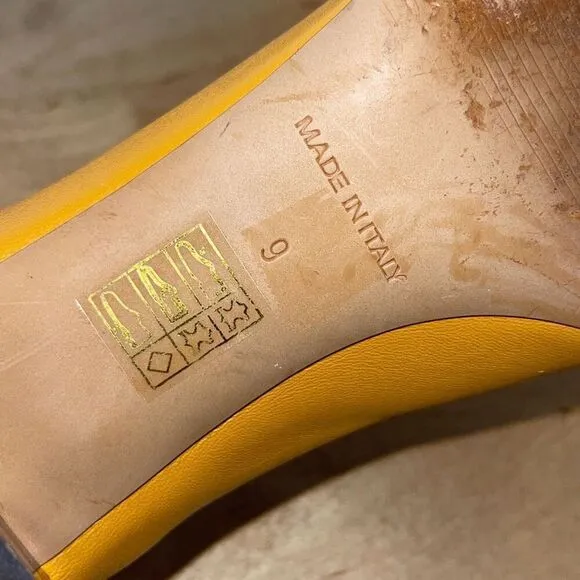 Everlane Womens Leather Slip On Day Heels Mustard Size 9