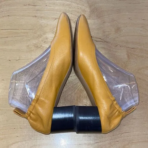 Everlane Womens Leather Slip On Day Heels Mustard Size 9