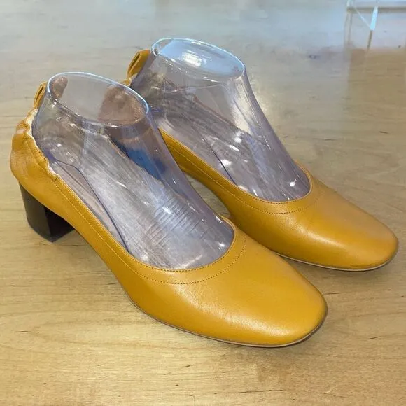 Everlane Womens Leather Slip On Day Heels Mustard Size 9