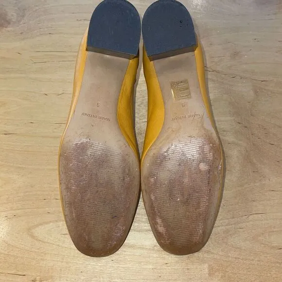 Everlane Womens Leather Slip On Day Heels Mustard Size 9