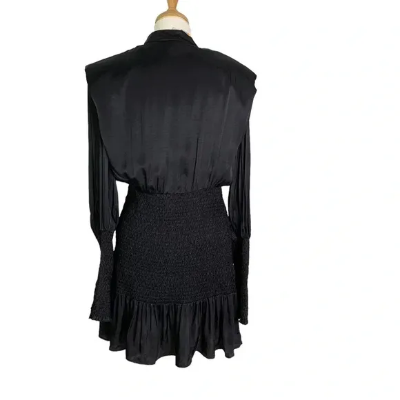 Farm Rio Black Heart Neckline Smocked Detail Mini Dress Size S NWT