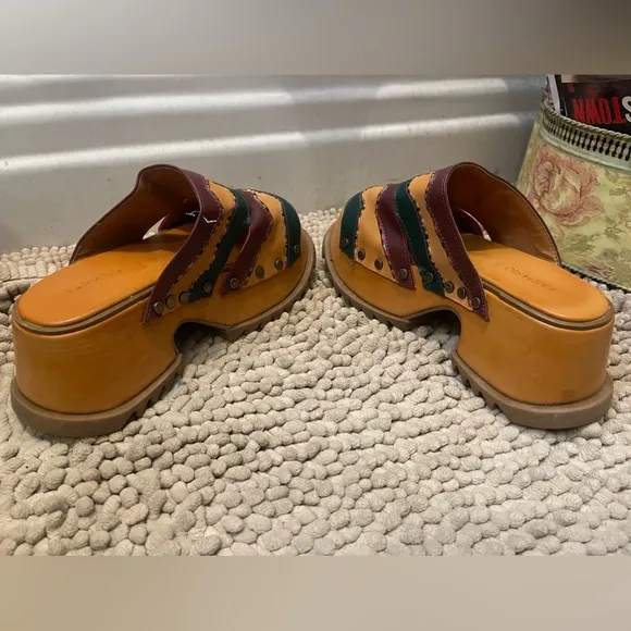 Farm Rio Multi Color Clog Slides NWOT