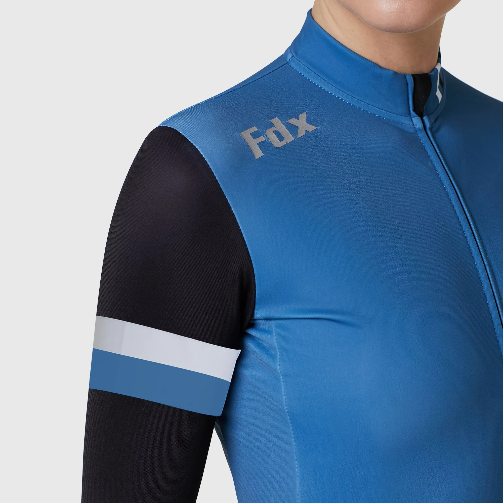 Fdx Women's & Girl's Set Limited Edition Thermal Roubaix Long Sleeve Cycling Jersey & Bib Tights - Blue