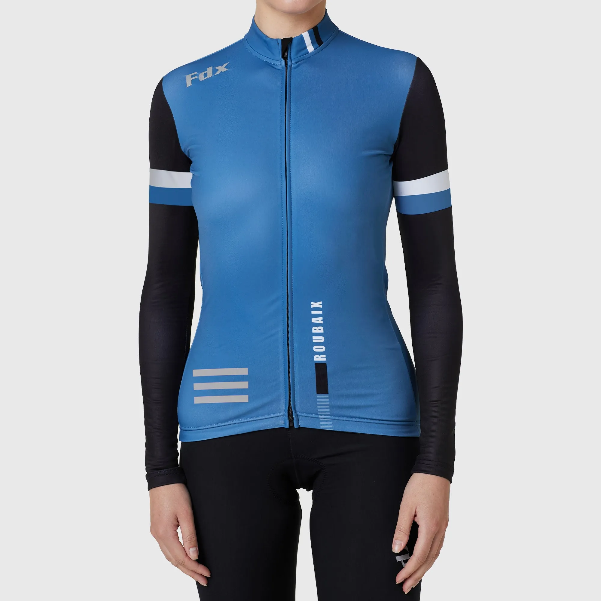 Fdx Women's & Girl's Set Limited Edition Thermal Roubaix Long Sleeve Cycling Jersey & Bib Tights - Blue
